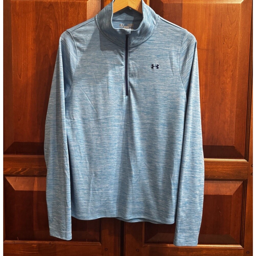 Under Armour Heatgear Men’s Semi-Fitted 1/4 Zip Light Blue Long Sleeve Shirt XL